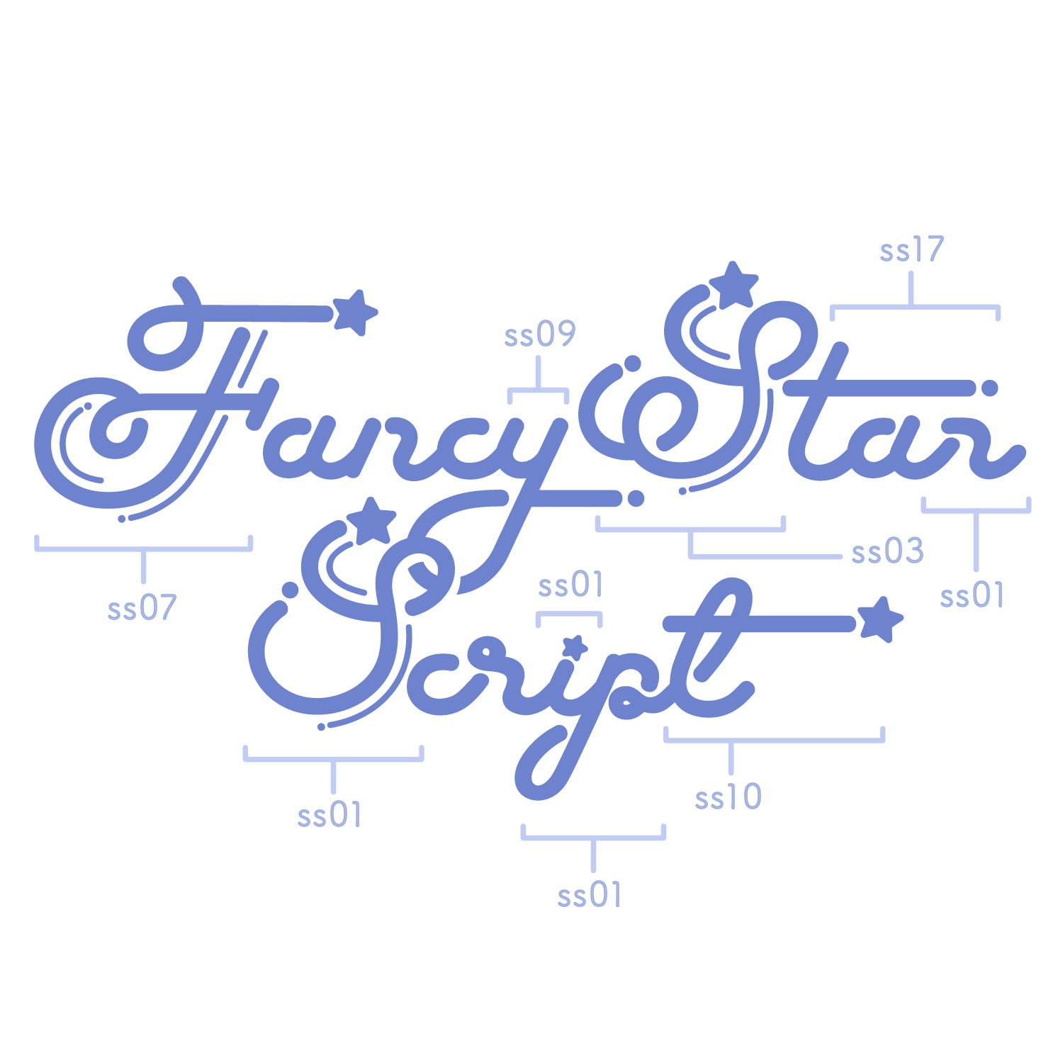 Fancy Star Script - Satsuyako Design Works - BOOTH