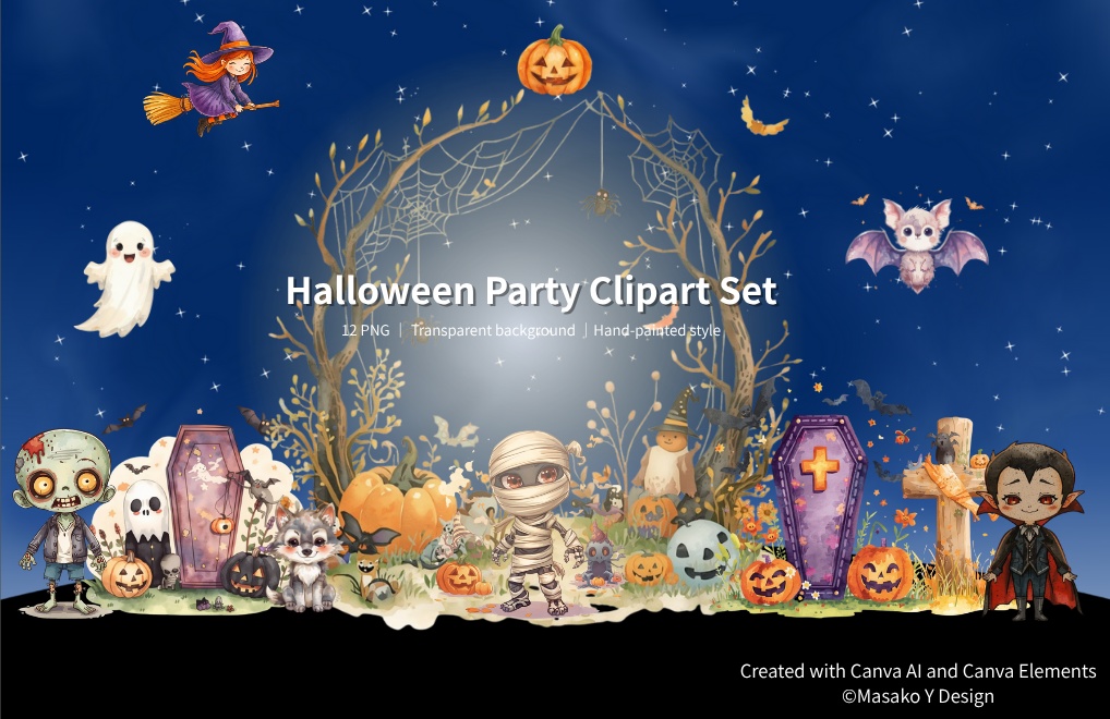 Halloween Party Clipart  Set