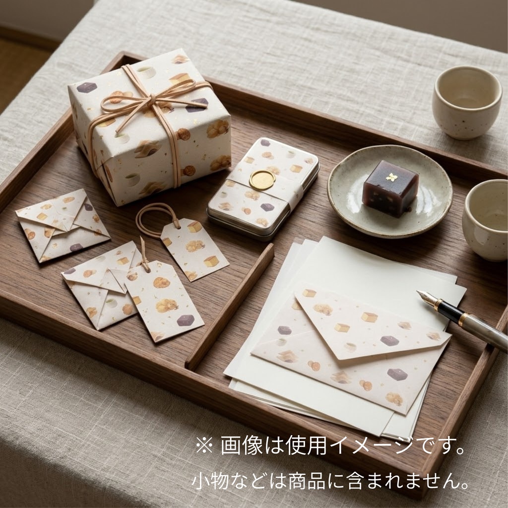 かわいい和菓子×金箔のデザインペーパー 18枚セット|お手紙・ギフト包装・コラージュにも◎