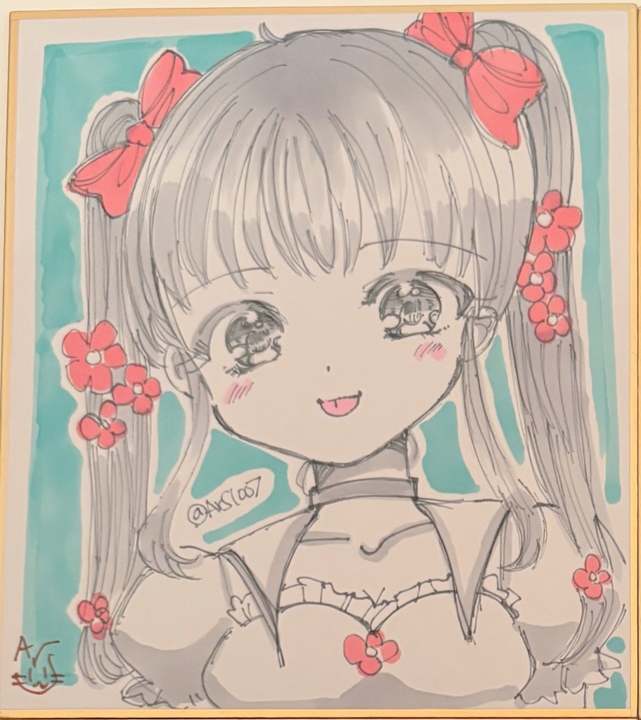 ラフイラスト女の子ミニ色紙