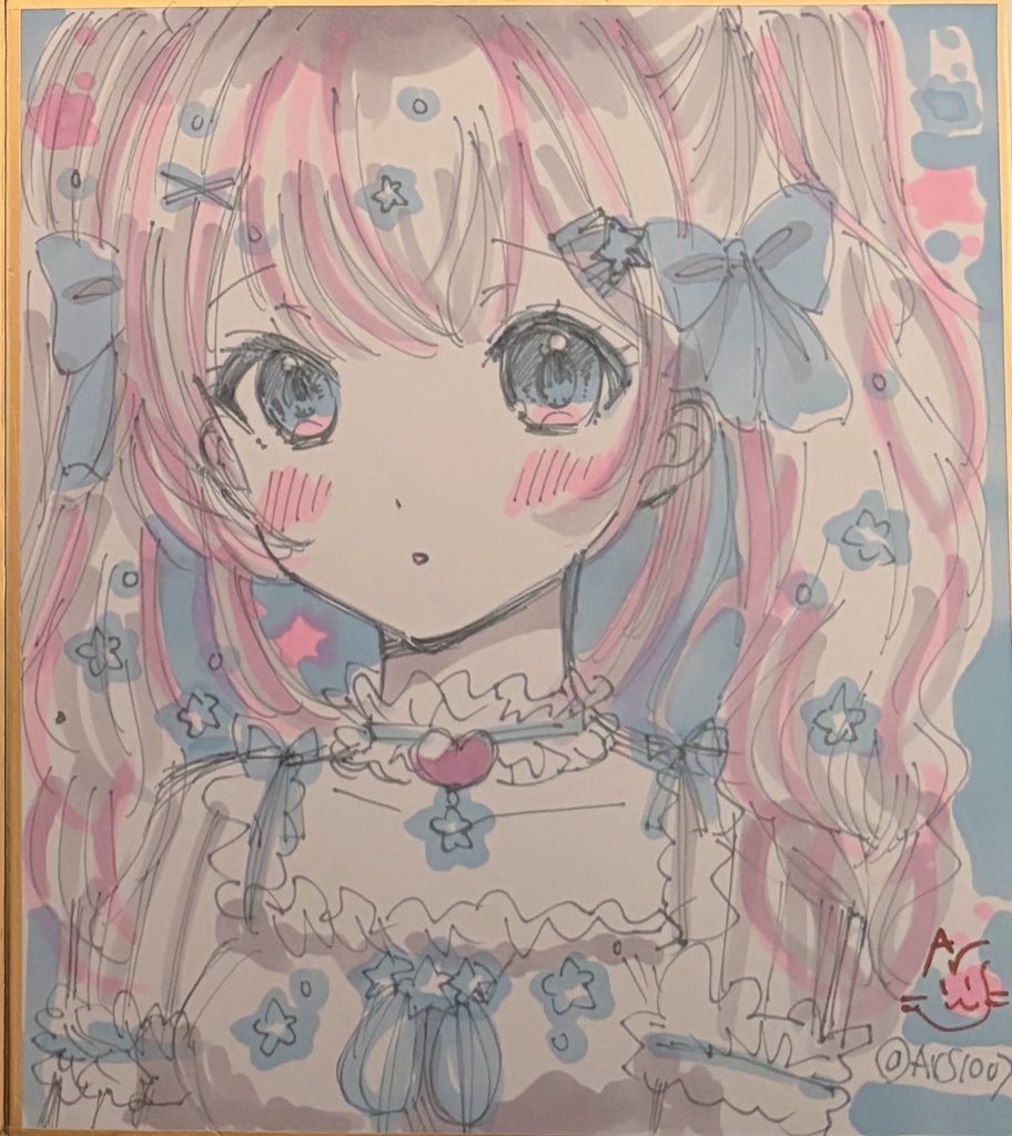 ラフイラスト女の子ミニ色紙