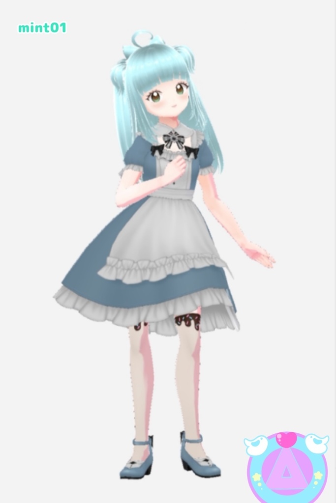 【練習用】簡易アバター汎用VRMmint01【3Dモデル】