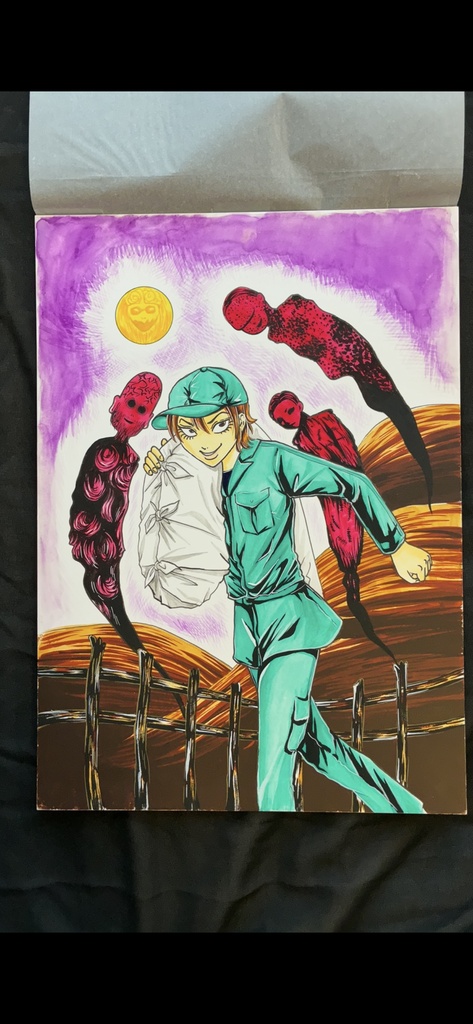 アマネ1巻2話の表紙カラー原画