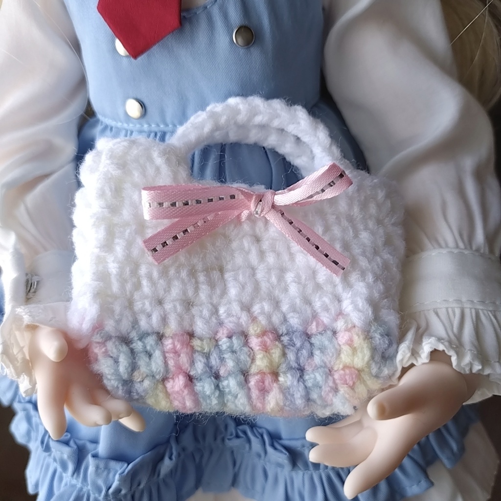 ピンクリボンのミニバッグ(MDDや1/4ドール用)