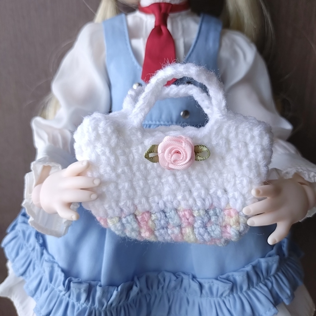 ピンクのバラのミニバッグ(MDDや1/4ドール用)