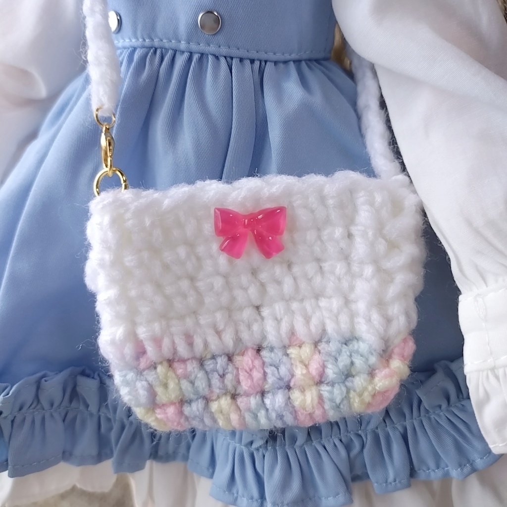ピンクリボンの肩掛けカバン(MDDや1/4ドール用)