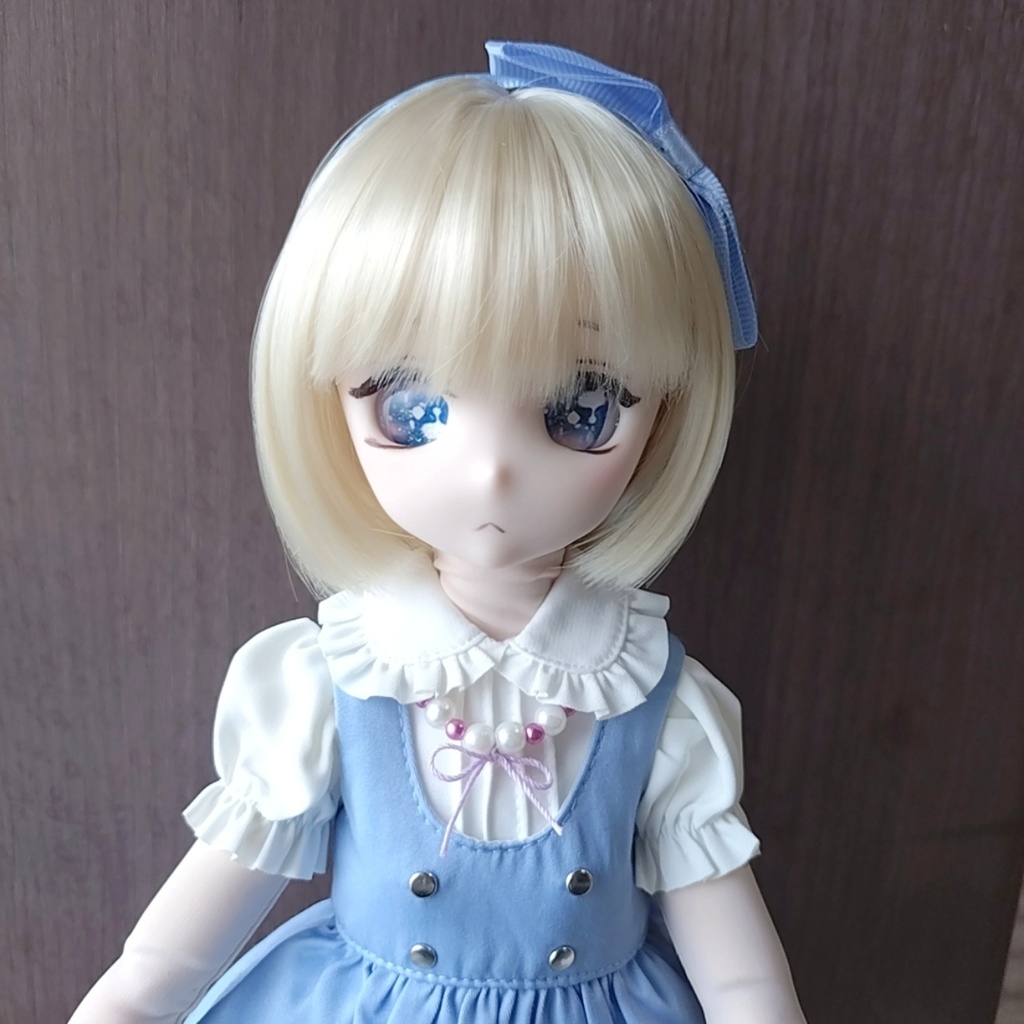 紫のリボンのネックレス(MDDや1/4ドール用)