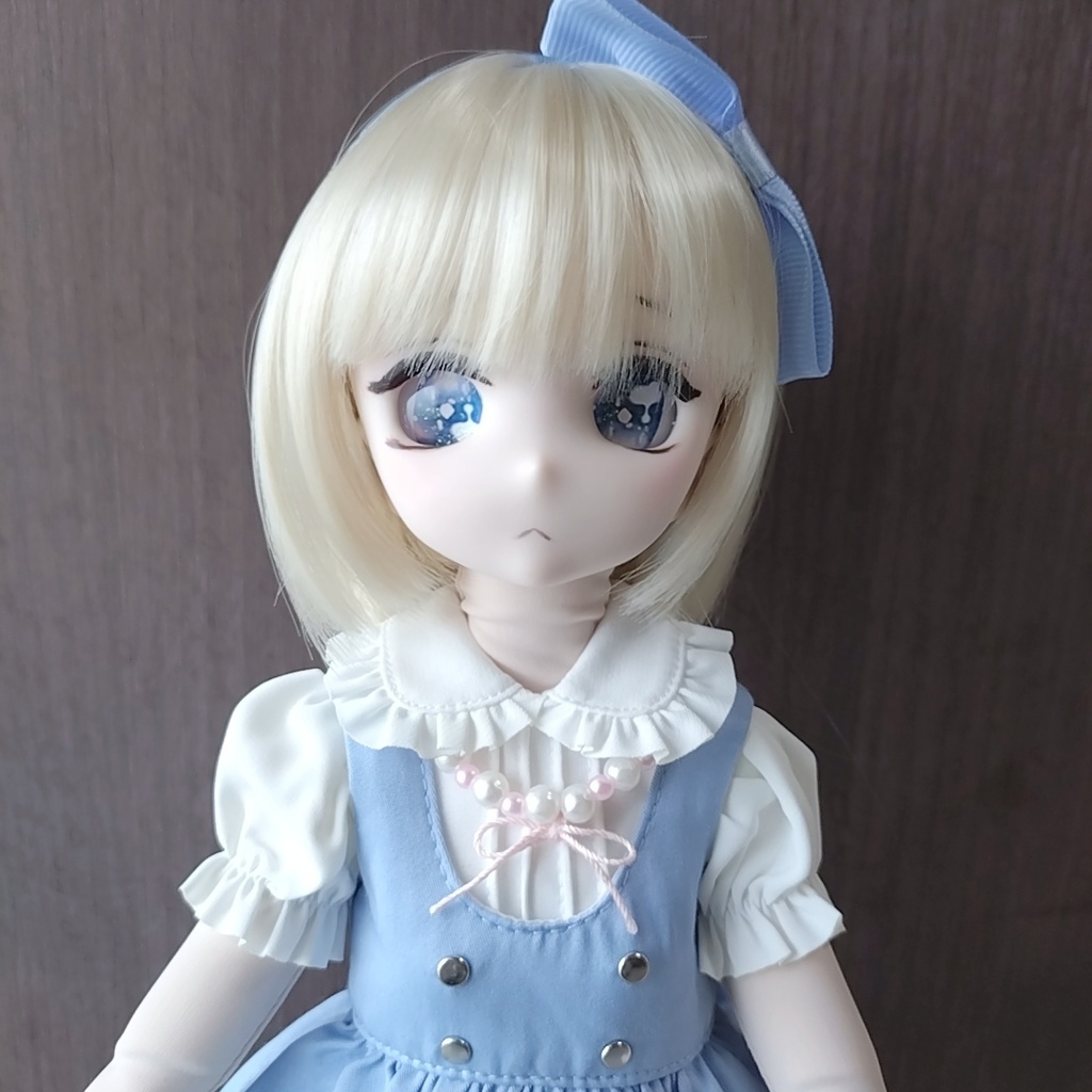ピンクのリボンのネックレス(MDDや1/4ドール用)