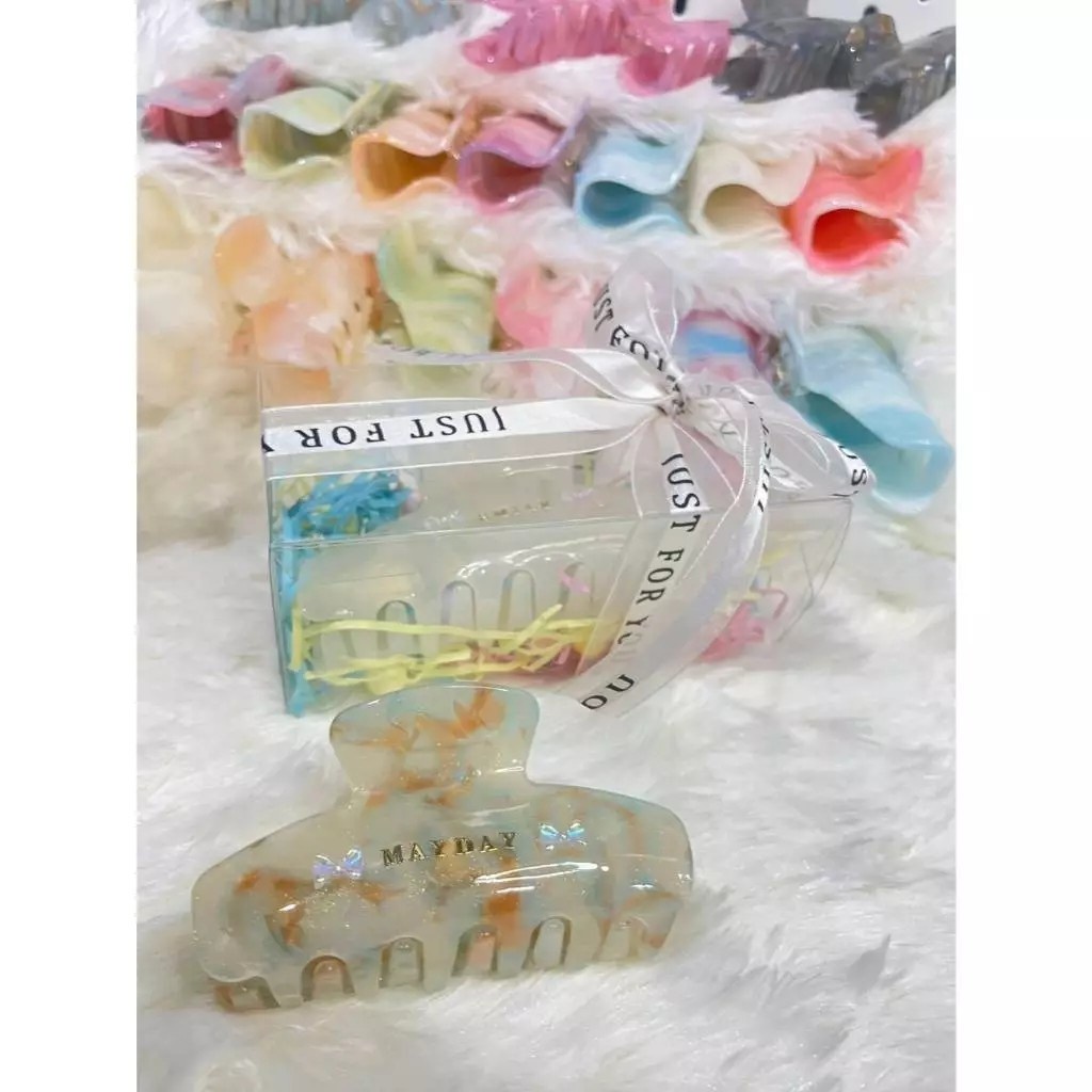 【花】文字ヘアクリップ | オリジナル 名入れ カラフル