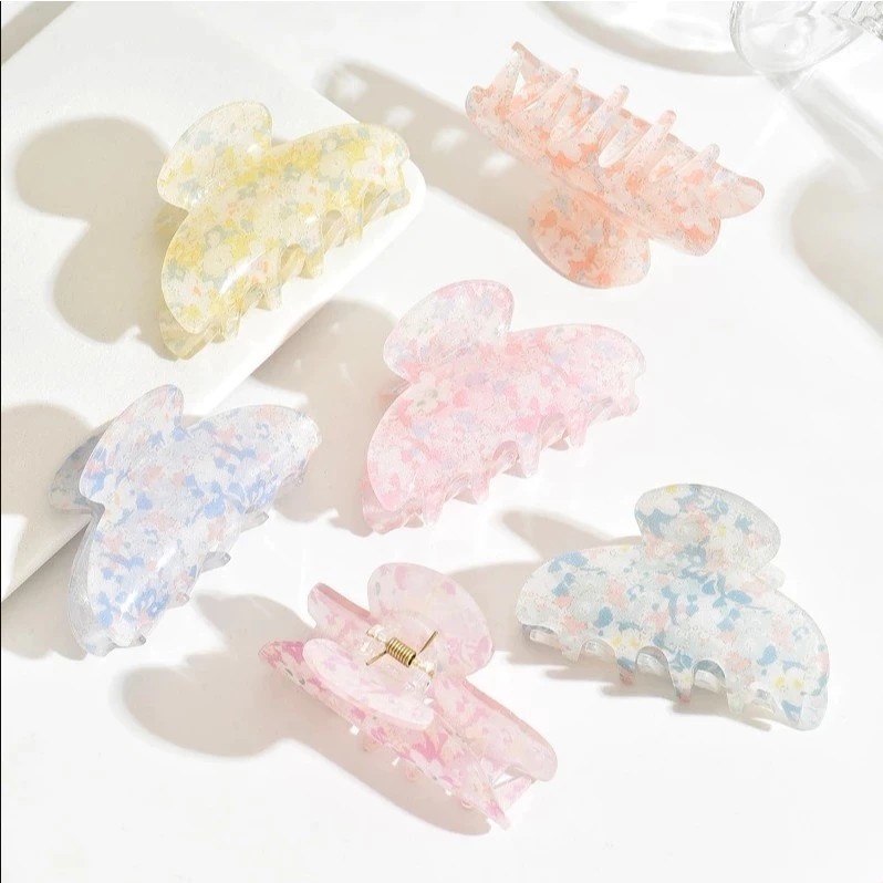 【花】文字ヘアクリップ | オリジナル 名入れ カラフル