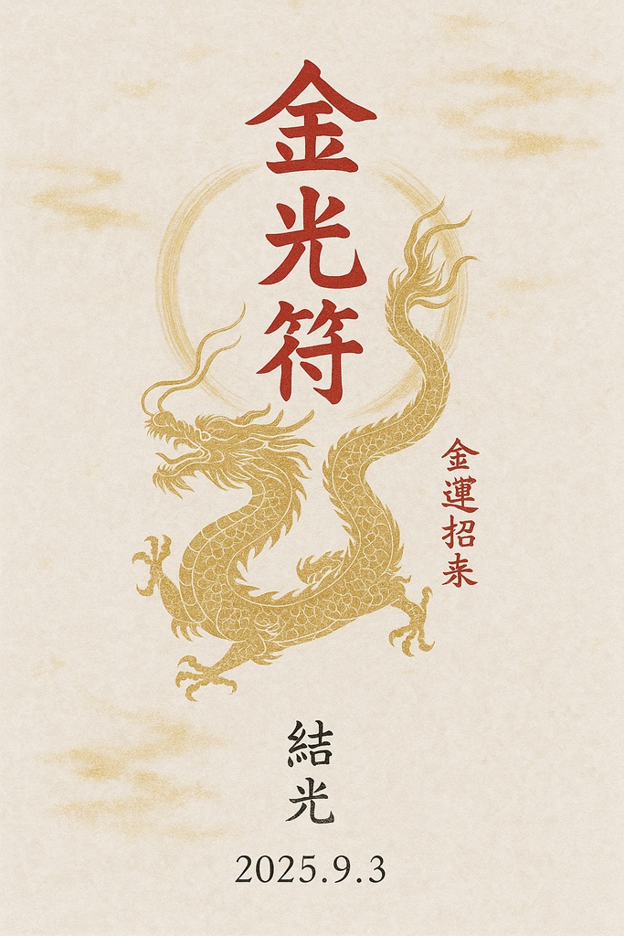 金運護符「龍神金光符」 Prosperity Dragon Talisman 龍神の加護で財運を呼ぶPDF護符