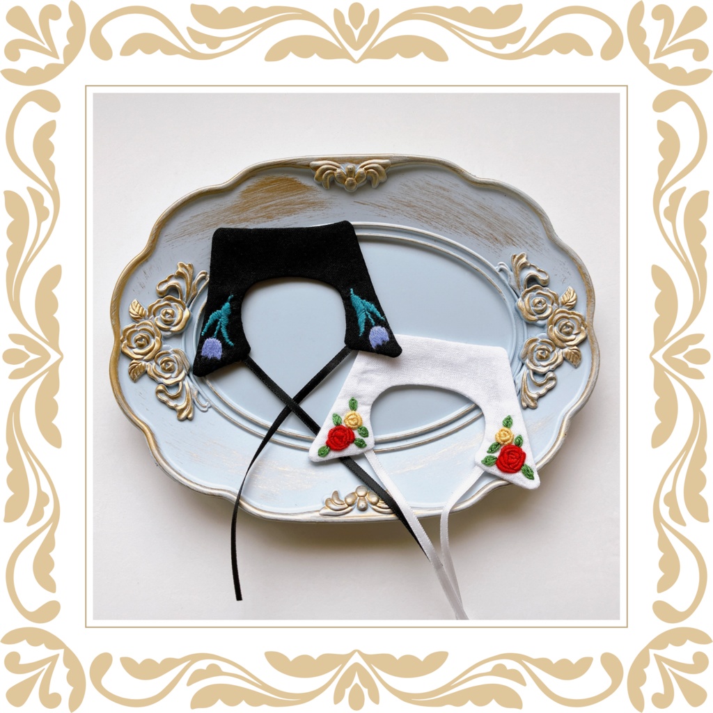 Hand embroidery attached collar