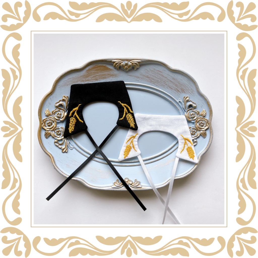 Hand embroidery attached collar