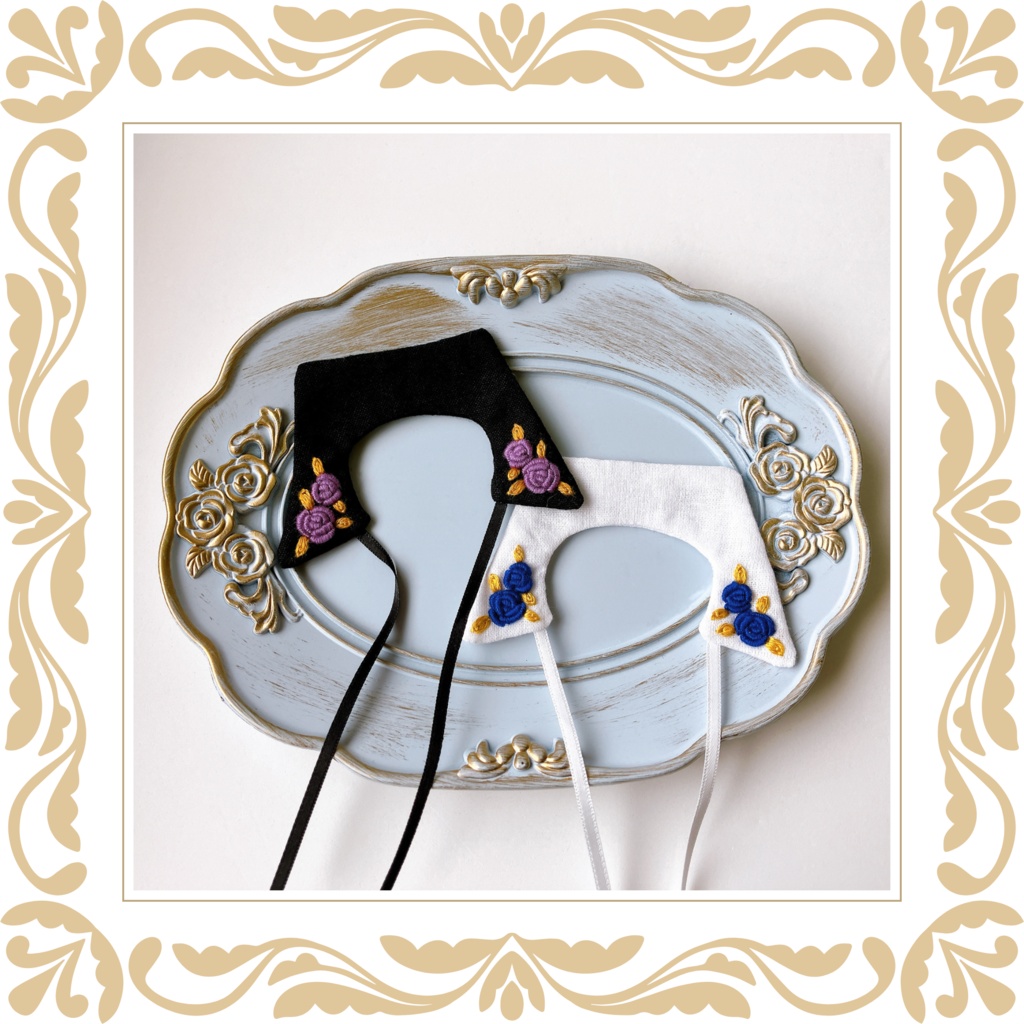 Hand embroidery attached collar