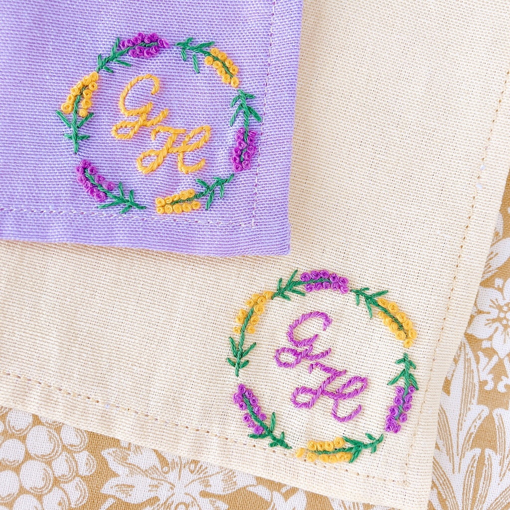 GHイニシャル手刺繍ハンカチ