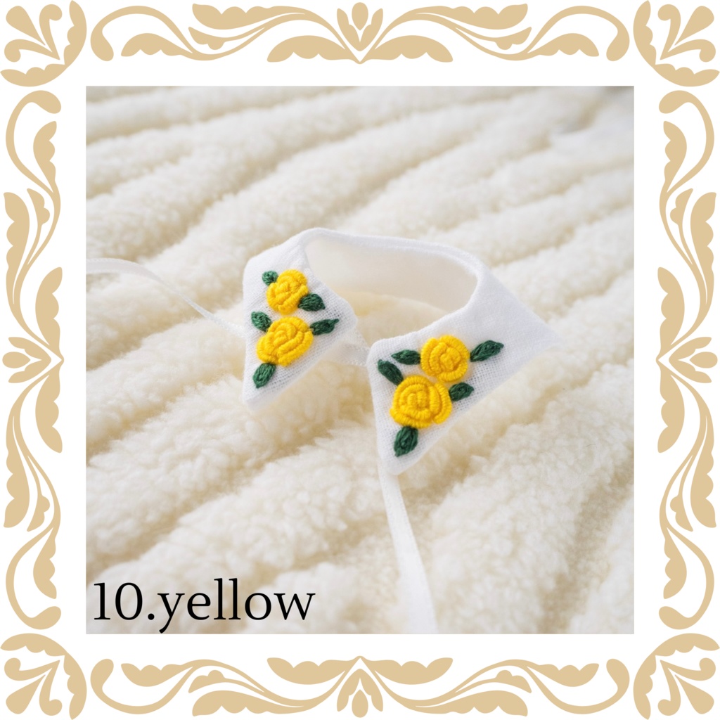Hand embroidery attached collar【Rose】