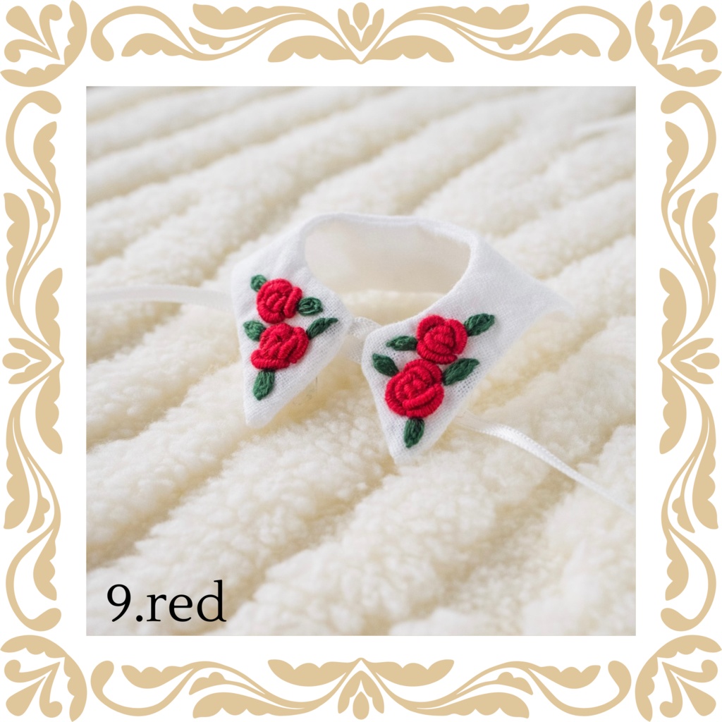 Hand embroidery attached collar【Rose】
