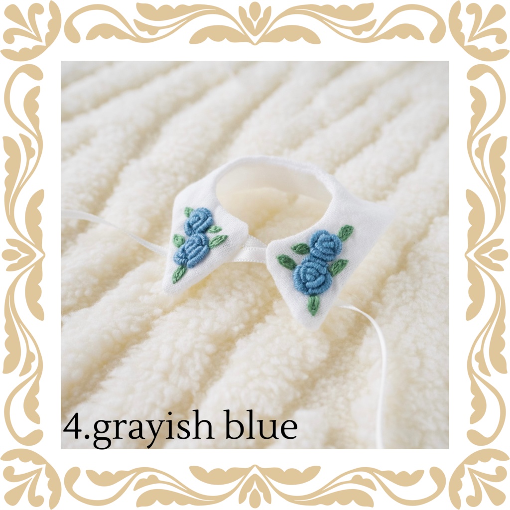 Hand embroidery attached collar【Rose】