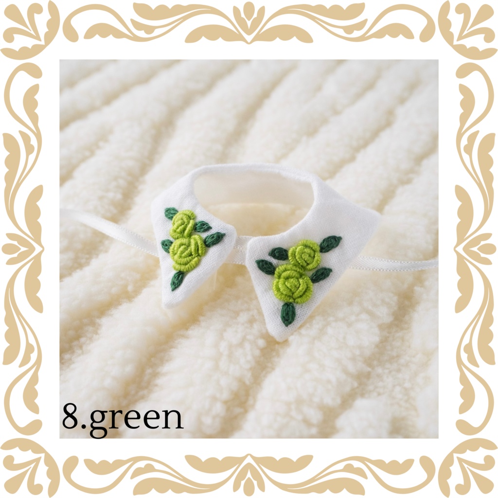 Hand embroidery attached collar【Rose】