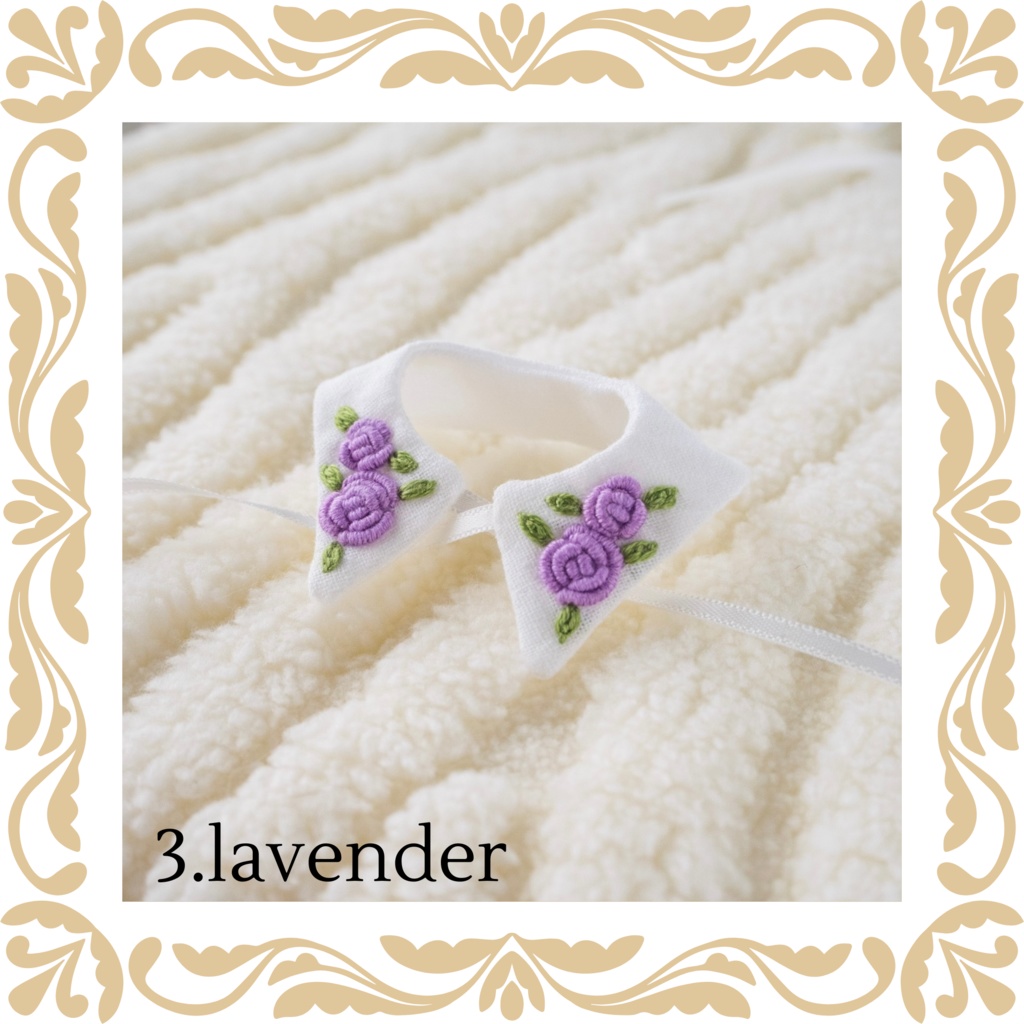 Hand embroidery attached collar【Rose】