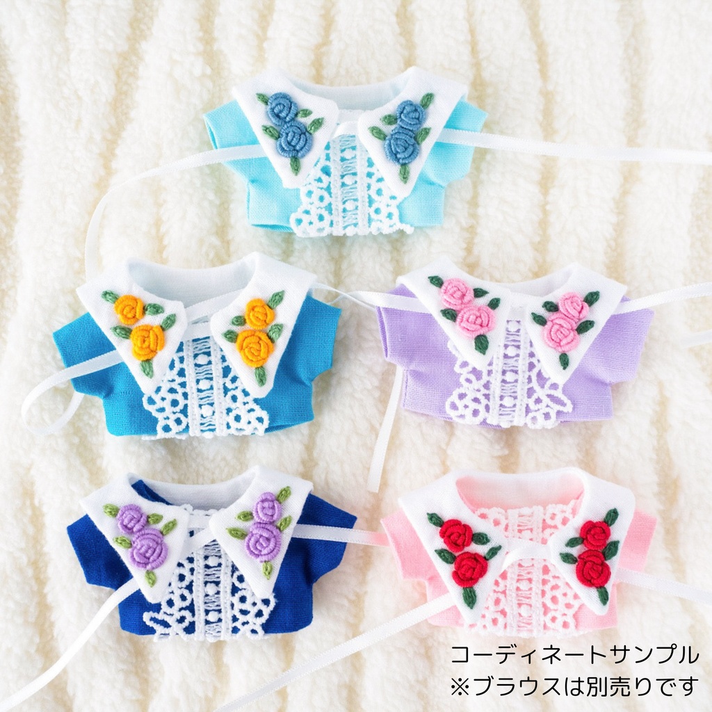 Hand embroidery attached collar【Rose】