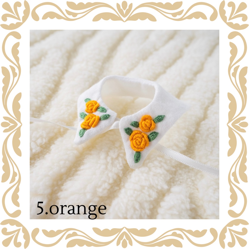 Hand embroidery attached collar【Rose】