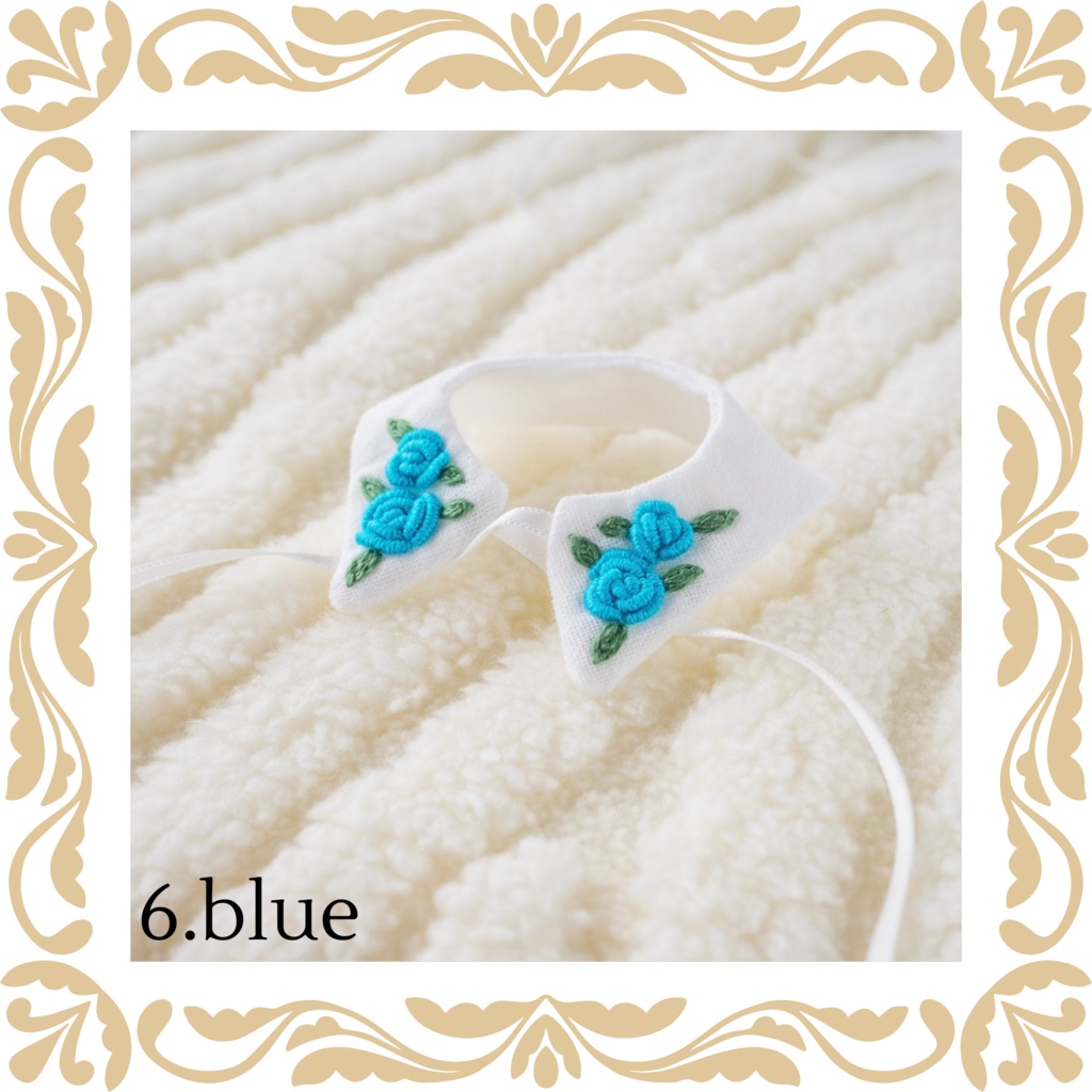 Hand embroidery attached collar【Rose】