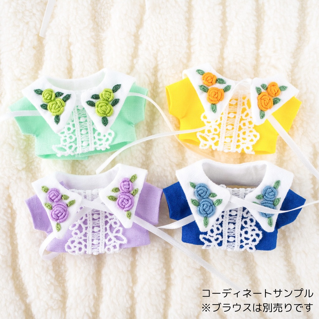 Hand embroidery attached collar【Rose】