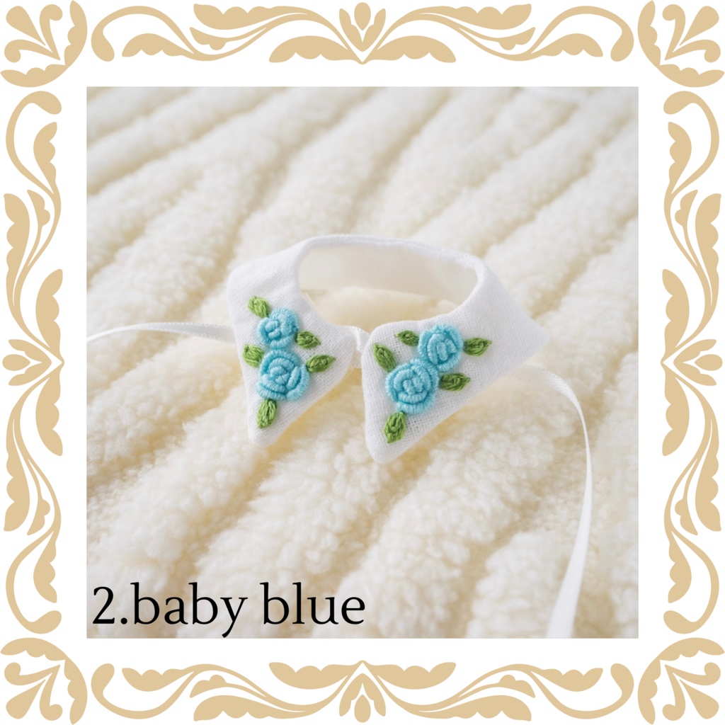 Hand embroidery attached collar【Rose】