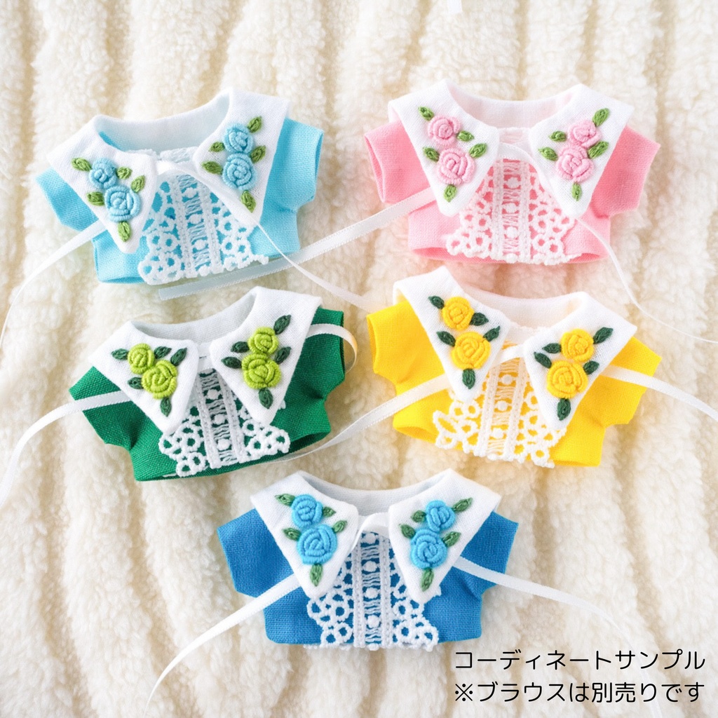 Hand embroidery attached collar【Rose】