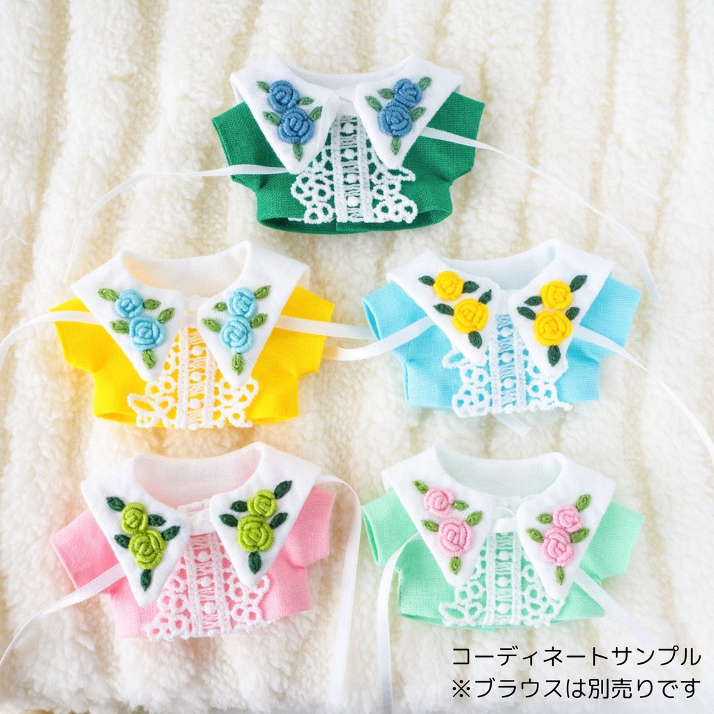 Hand embroidery attached collar【Rose】