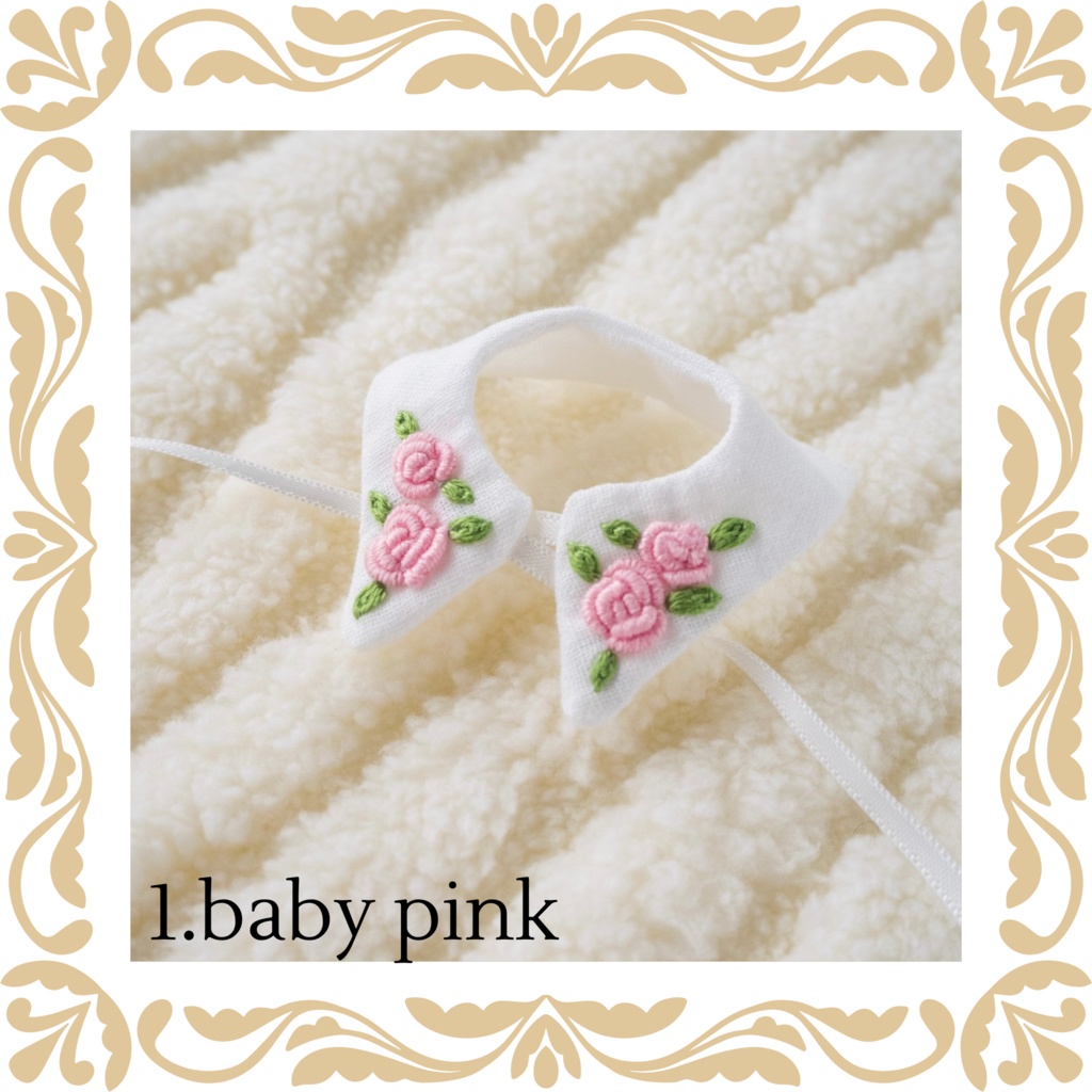 Hand embroidery attached collar【Rose】