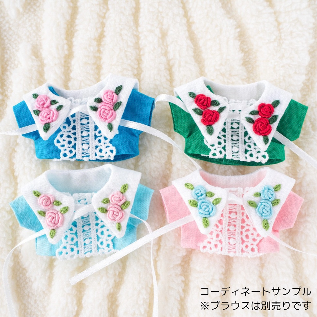 Hand embroidery attached collar【Rose】