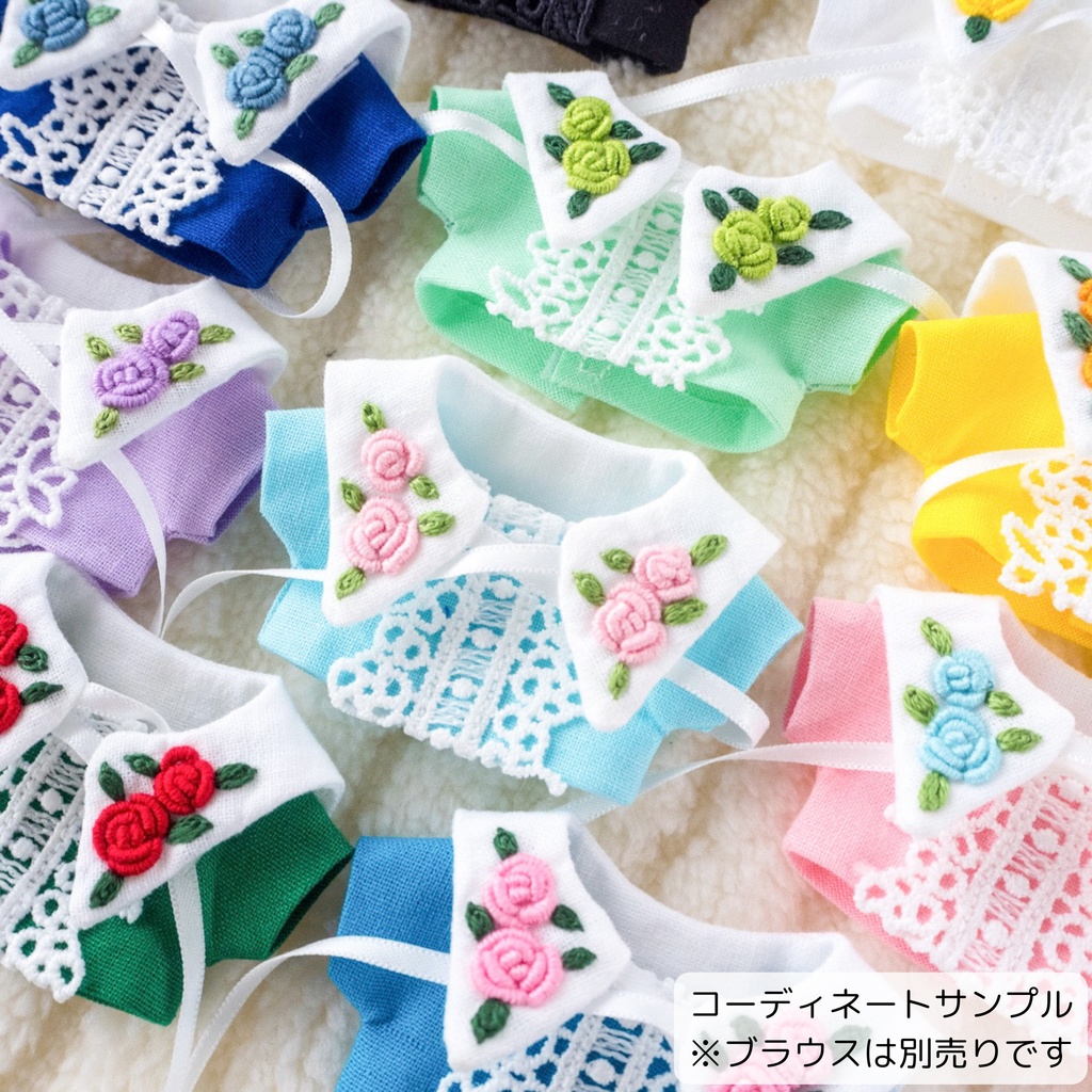 Hand embroidery attached collar【Rose】