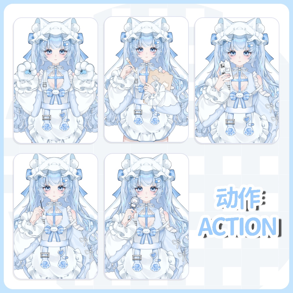 【Live2D無料/Live2Dモデル】「猫無という萌え系少女」VB+前傾+サイズ変化/変Q版対応 | マウス追跡文字入力 | 完整版付属UI