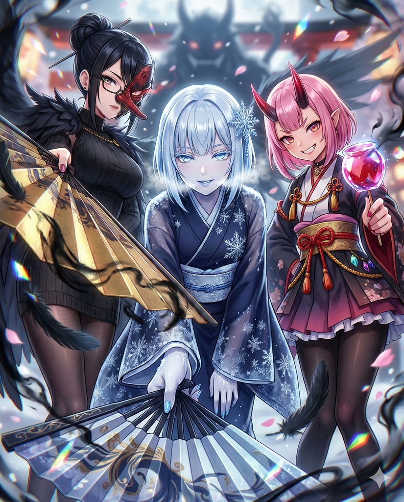 紅の鬼灯、蒼の雪、黒羽の導き / Crimson Lantern, Azure Snow, Black Feather