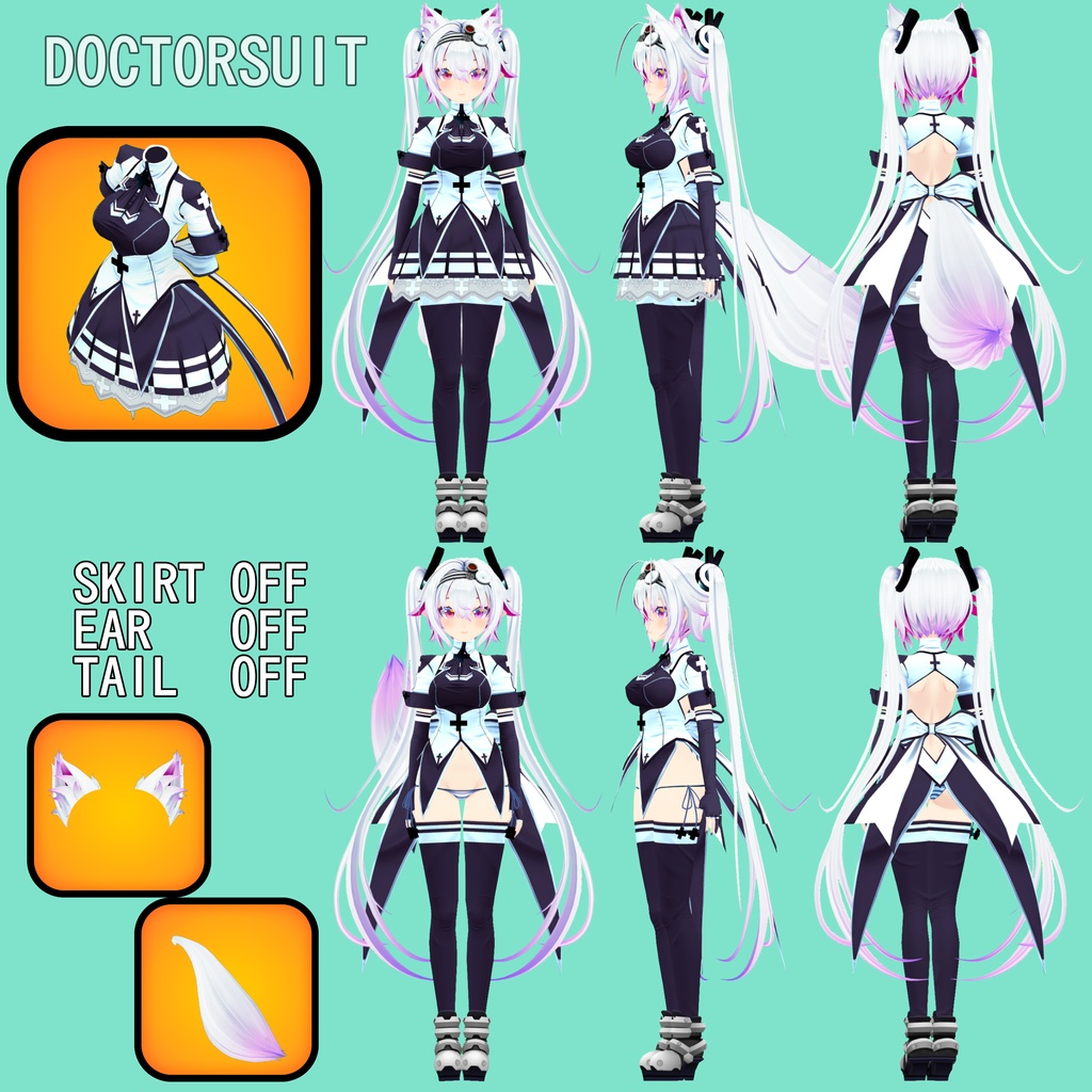 VRアバター用オリジナルモデルBattleDoctorThino「ティノ」VRC VRM設定済み