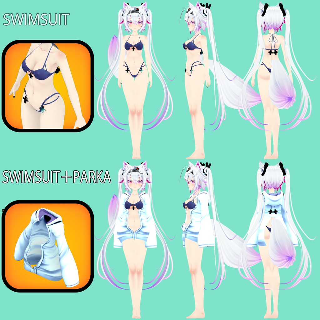 VRアバター用オリジナルモデルBattleDoctorThino「ティノ」VRC VRM設定済み