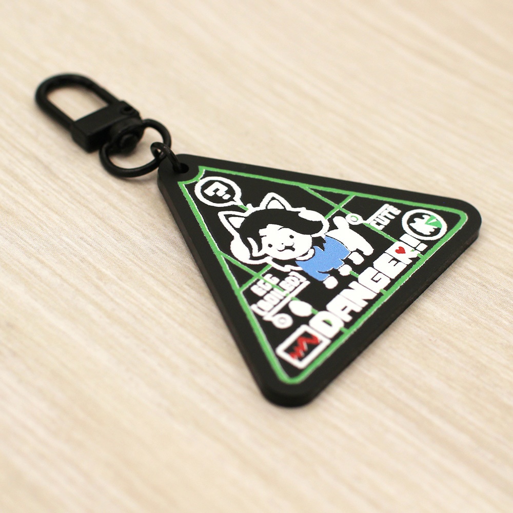 危険注意アクリルキーホルダー