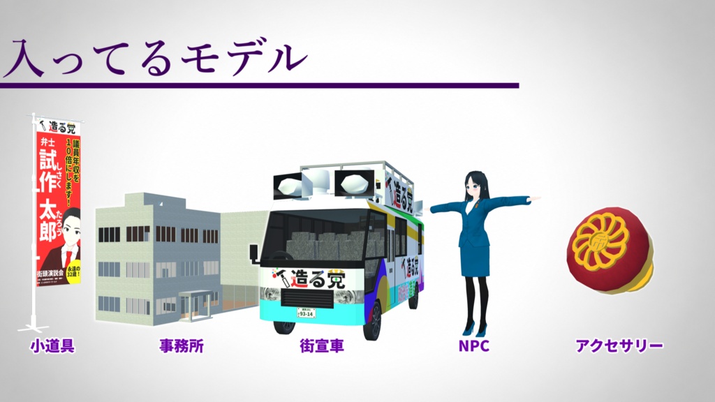 【Unity】政治家なりきりセット(VRCアバターとワールド・Clusterの両方ギミック付き)