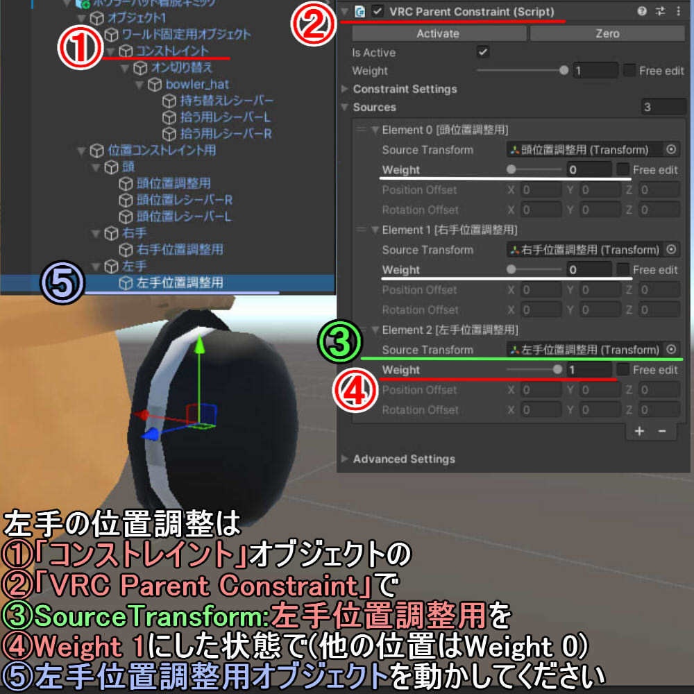 【かっぴー向け汎用帽子】ボウラーハット+着脱ギミック