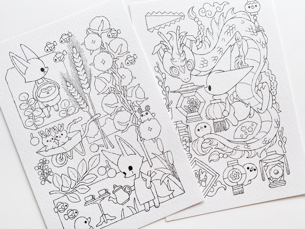 線画ポストカード