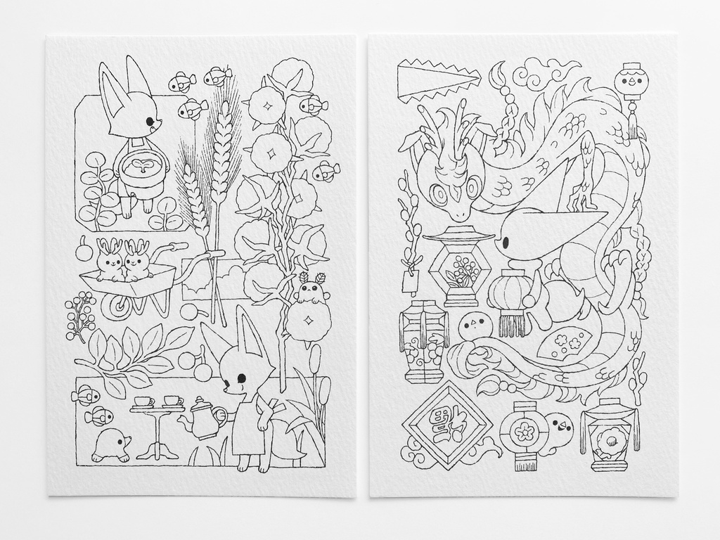 線画ポストカード