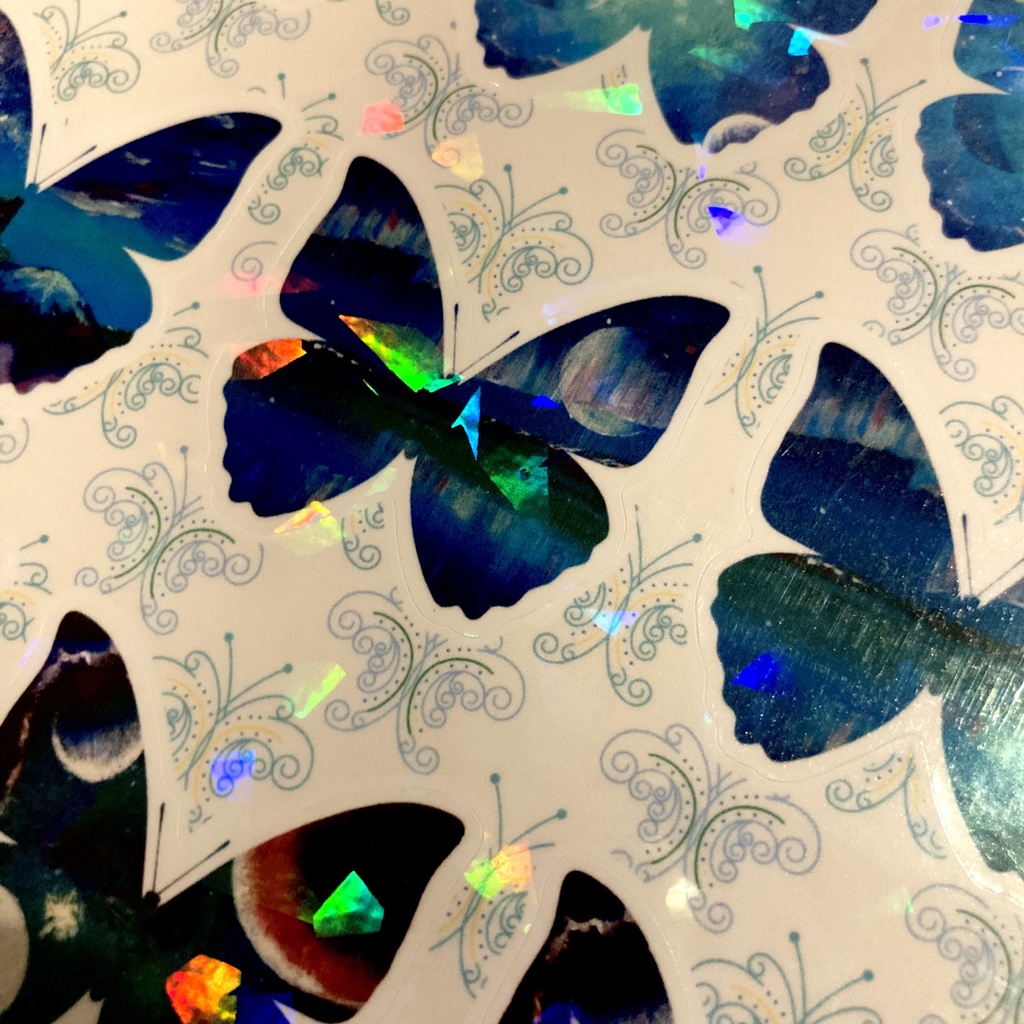 蝶シルエットのハーフカットシール