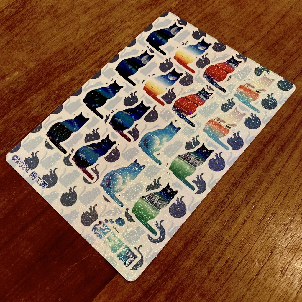 猫シルエットのハーフカットシール