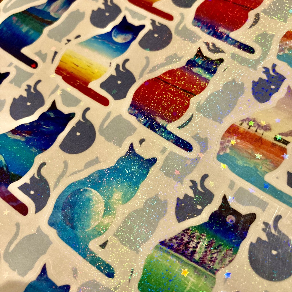 猫シルエットのハーフカットシール