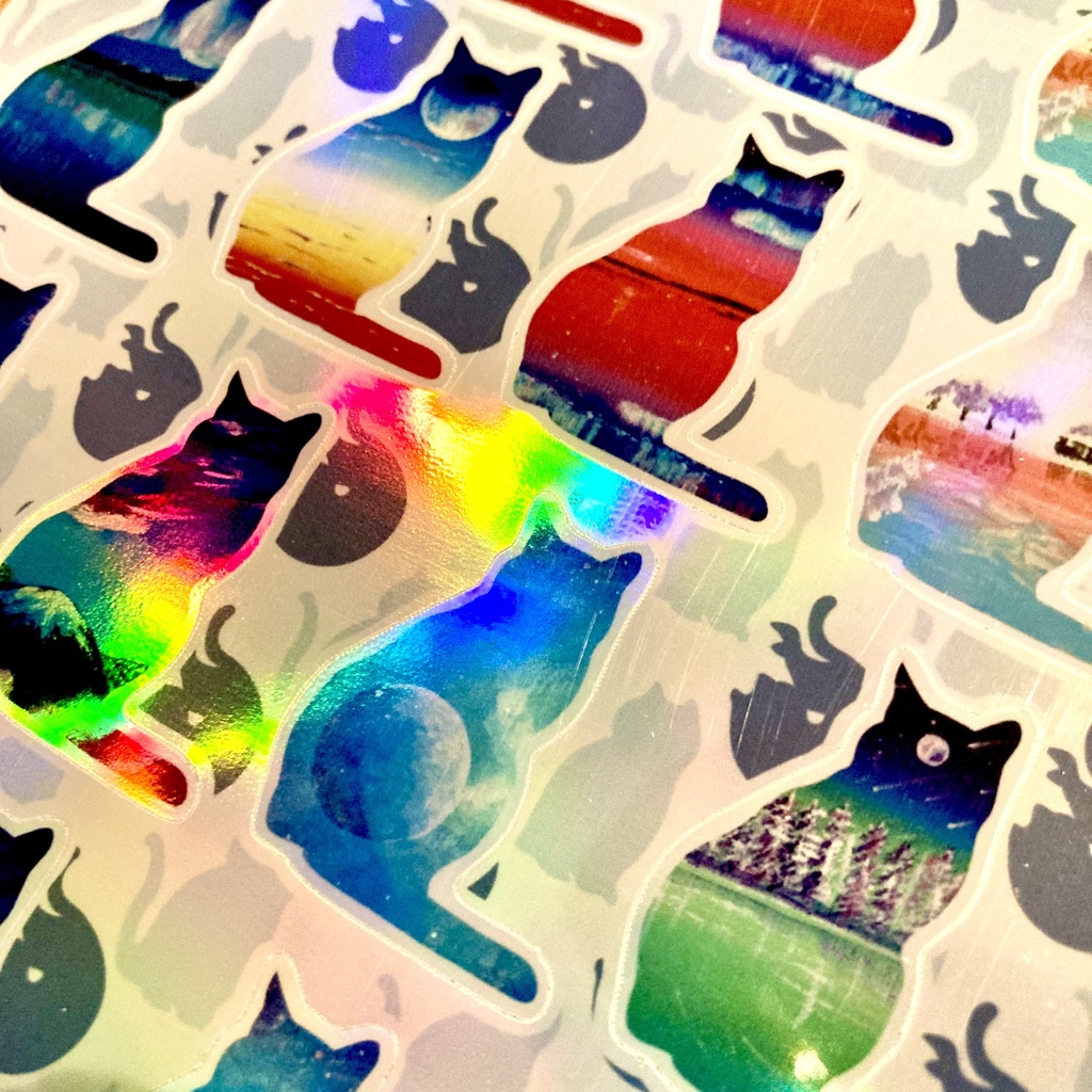 猫シルエットのハーフカットシール