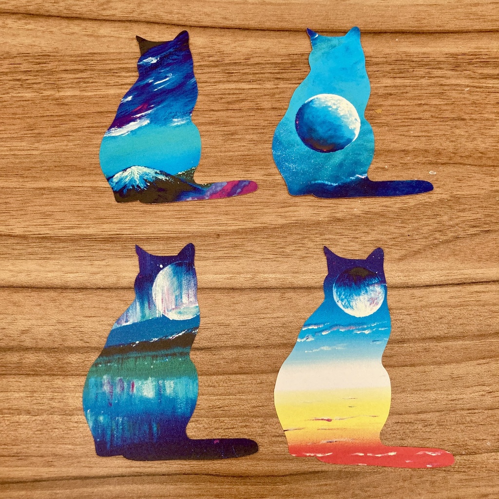 猫型ミニ便箋(一言メッセージカード)