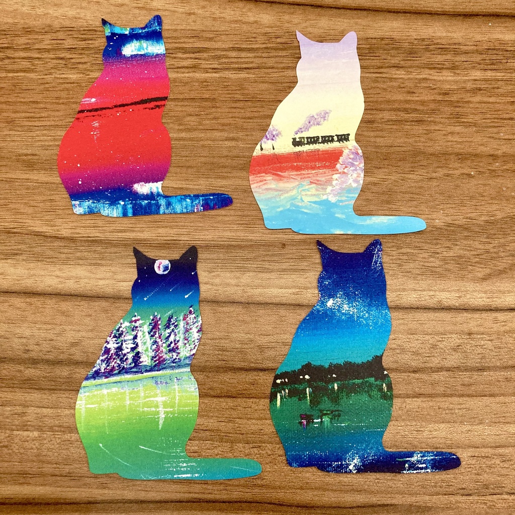 猫型ミニ便箋(一言メッセージカード)