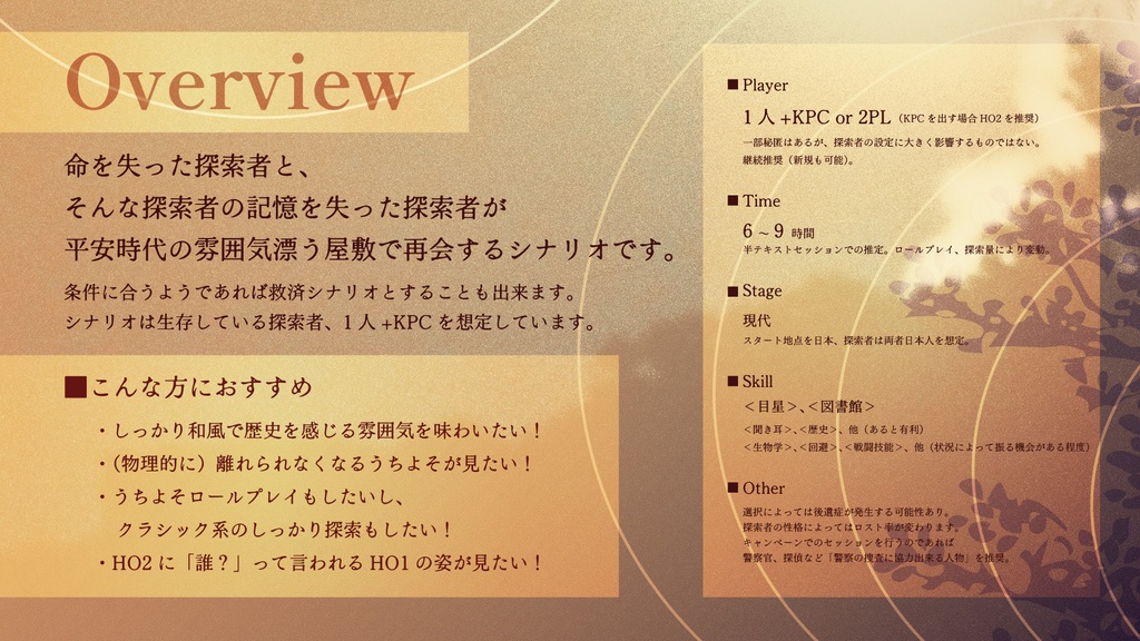 【CoCシナリオ】花鳥涙月【SPLL:E190305】